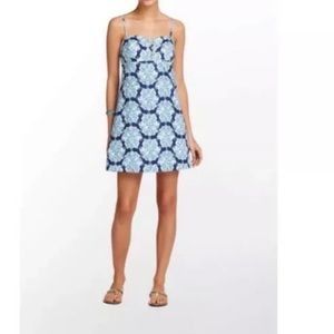 Lilly Pulitzer Rilee Hey Sailor Printed Lace Up Dress Sz 6 Blue Mermaid Nautica